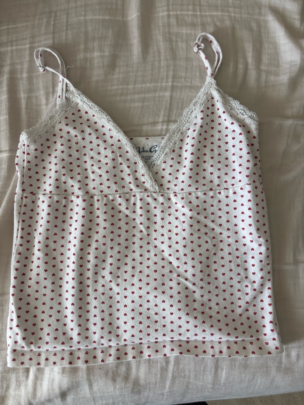 Brandy Melville White Tank with Red Heart Print